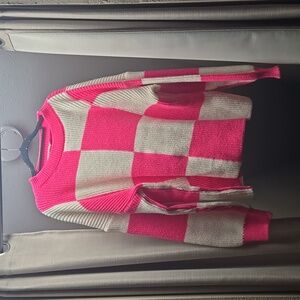 Pink color block sweater
